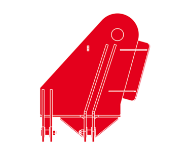 Grafik einer Kranaufhängung in rot mit weißer Outline