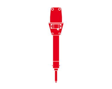 Grafik Pneumatikhammer in rot mit weißer Outline 