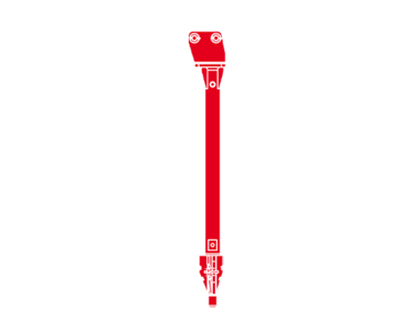 Grafik eines Abstichlochbohrer in rot mit weißer Outline