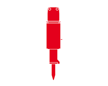 [Translate to English:] Grafik Hydraulikhammer in rot mit weißer Outline 